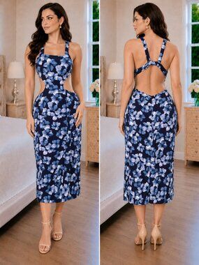 NWT Reformation Nelly Midi Dress in Navarro $218